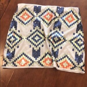 Love Marks Sequin Tribal Blanket Print Skirt